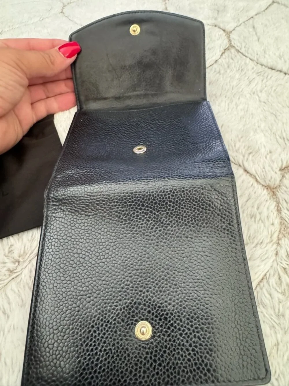 Chanel Caviar Timeless CC Compact Black Leather Wallet
